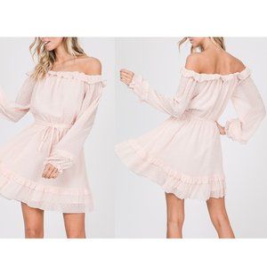 Off Shoulder Dress in Blush